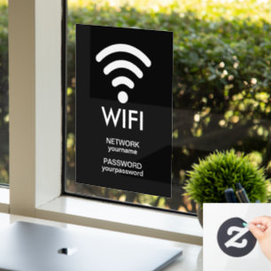 Wifi-icoon draadloos netwerk en wachtwoord login raamsticker