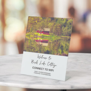 Wifi-info voor vakantieverhuur, huis, bedrijf reclamebord met voetstuk