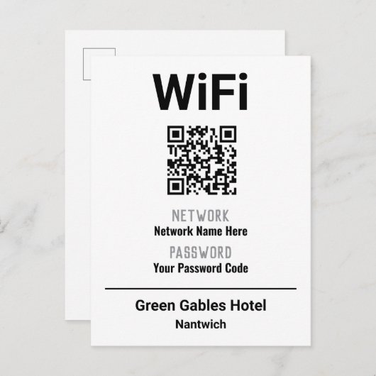 WiFi-instructies met QR-code Aankondigingskaart (Voorkant / Achterkant)