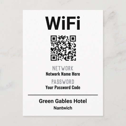 WiFi-instructies met QR-code Aankondigingskaart (Voorkant)
