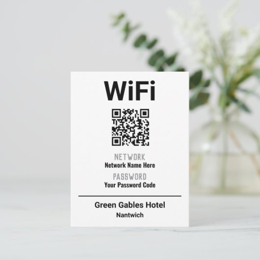 WiFi-instructies met QR-code Aankondigingskaart (Staand voorkant)