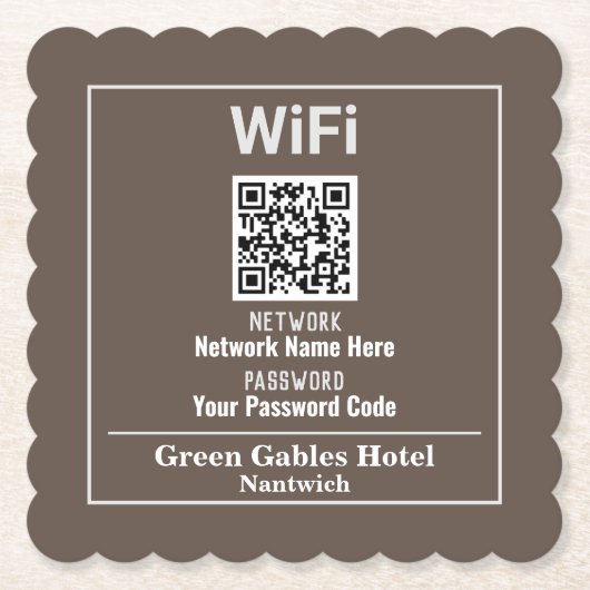 WiFi-instructies met QR-code Kartonnen Onderzetters (Voorkant)