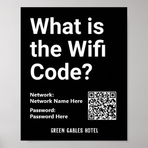 WiFi-instructies met QR-code op een Poster