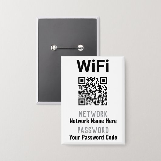 WiFi instructies met QR code. personeel Button (Voorkant / Achterkant)
