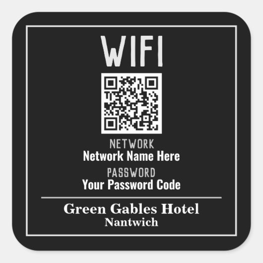 WiFi-instructies met QR-code Vierkante Sticker (Voorkant)