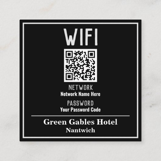WiFi-instructies met QR-code Vierkante Visitekaartje (Achterkant)