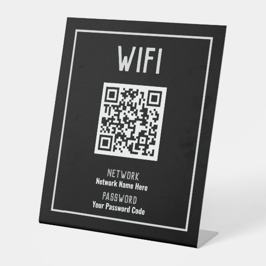 WiFi-instructies met voetafdruk QR-code Reclamebord Met Voetstuk (Voorkant)