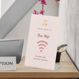 Wifi internet business logo blush roos gold reclamebord met voetstuk