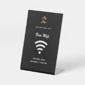 Wifi internet business logo zwart wit reclamebord met voetstuk (Voorkant)