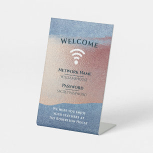 WiFi Internet Password Home Kantoor Gold Reclamebord Met Voetstuk