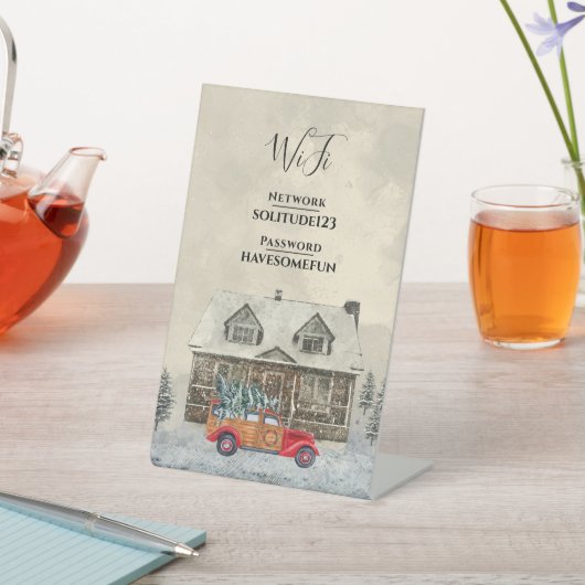 WiFi Internet Password Rustic Cabin Guest Reclamebord Met Voetstuk (Insitu)