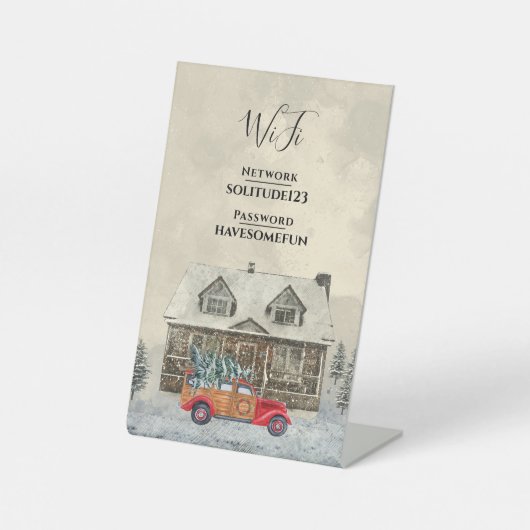 WiFi Internet Password Rustic Cabin Guest Reclamebord Met Voetstuk (Voorkant)