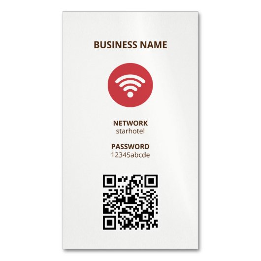 WiFi Internet QR code Magnetisch Visitekaartje (Voorkant Verticaal)