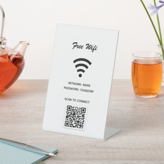Wifi internet qr code scan om wit te verbinden reclamebord met voetstuk (Insitu)