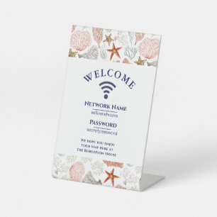 WiFi Internet Wachtwoord Zomer Zee Strandhuis Reclamebord Met Voetstuk