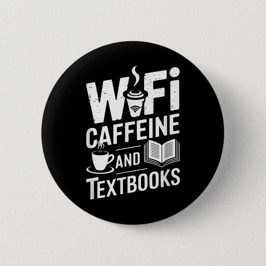 Wifi Koffie En Leerboeken Ronde Button 5,7 Cm (Voorkant)