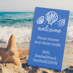 WIFI Login Schoenen Uit Strand Vakantiehuis  Reclamebord Met Voetstuk