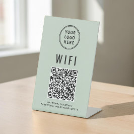 Wifi Logo Sage Green QR-code Reclamebord Met Voetstuk
