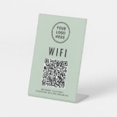 Wifi Logo Sage Green QR-code Reclamebord Met Voetstuk (Voorkant)