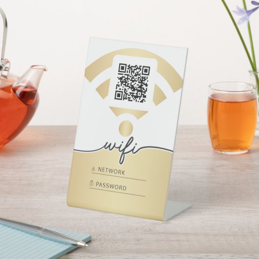 Wifi-naam en -wachtwoord reclamebord met voetstuk (Insitu)