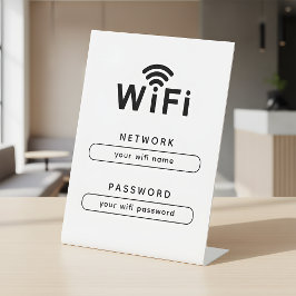 WIFI Name and Password Simple Table Top Sign Reclamebord Met Voetstuk
