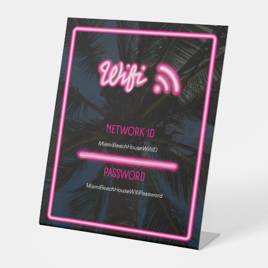 Wifi Neon Sign Roze Reclamebord Met Voetstuk (Voorkant)