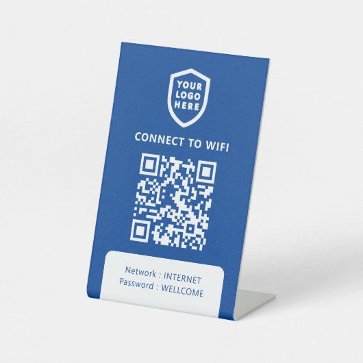 WiFi-netwerk | Blauw QR-codescannen om verbinding  Reclamebord Met Voetstuk (Voorkant)