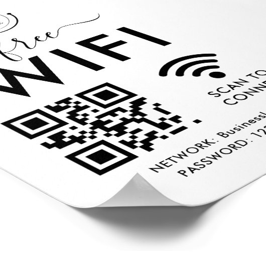 WiFi-netwerk en QR-codescan voor zakelijke klanten Poster (Hoek)