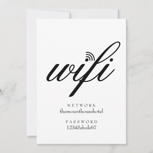 Wifi-netwerk en wachtwoord Aanmelding gastkaart Kaart (Voorkant)