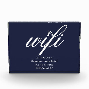Wifi-netwerk en wachtwoord bord Navy Blue Fotoblokken