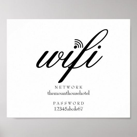 Wifi-netwerk en wachtwoord bord poster (Voorkant)