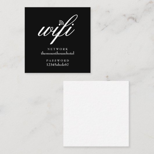 WiFi-netwerk en wachtwoord Guest Kaart Vierkante Visitekaartje (Voorkant / Achterkant)