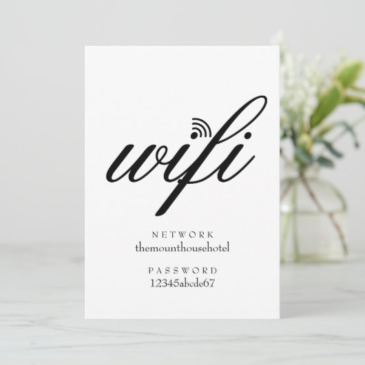 WiFi-netwerk en wachtwoord ondertekenen Gast Kaart (Staand voorkant)