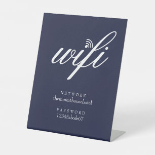 Wifi-netwerk en wachtwoord Zakelijk Navyblauw Reclamebord Met Voetstuk
