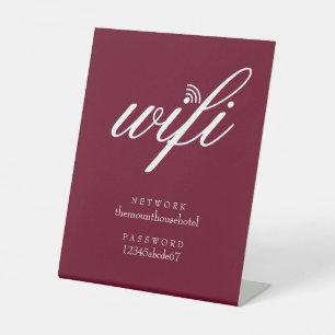 Wifi-netwerk en wachtwoord Zakelijk retail bourgon Reclamebord Met Voetstuk