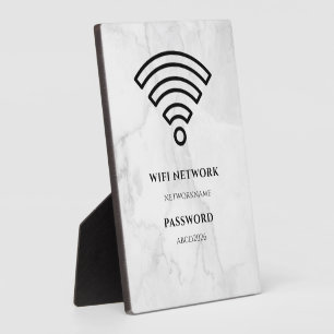 Wifi-netwerk en wachtwoord zwart bord fotoplaat