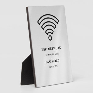 Wifi-netwerk en wachtwoord zwart bord fotoplaat