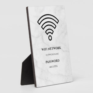 Wifi-netwerk en wachtwoord zwart bord fotoplaat