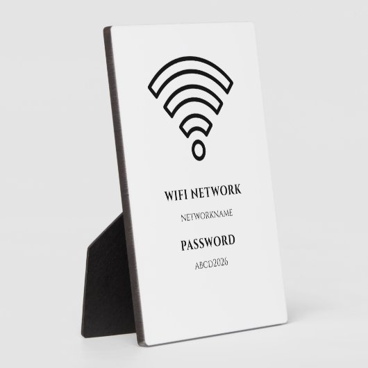 Wifi-netwerk en wachtwoord zwart bord fotoplaat (Zijkant)