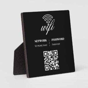 Wifi-netwerk en wachtwoord zwart bord fotoplaat
