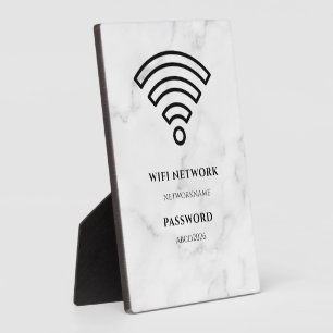 Wifi-netwerk en wachtwoord zwart bord fotoplaat