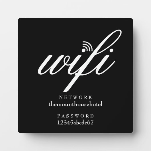 Wifi-netwerk en wachtwoordbord fotoplaat (Voorkant)