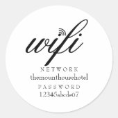 Wifi-netwerk en wachtwoordbord ronde sticker (Voorkant)