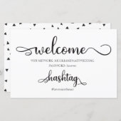 Wifi-netwerk hashtag Black White Wedding Sign (Voorkant / Achterkant)