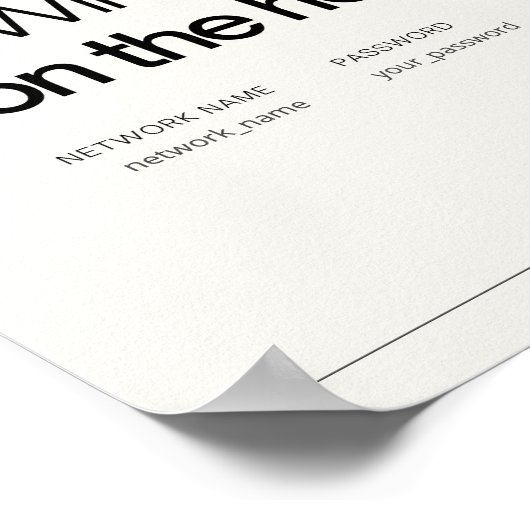 Wifi netwerk hostel Airbnb bed & breakfast info Poster (Hoek)