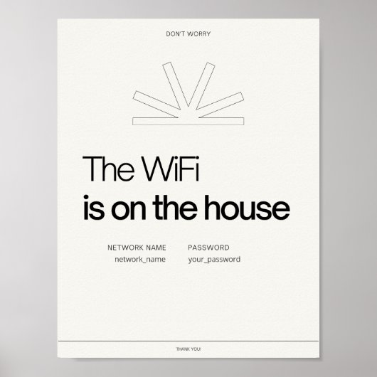 Wifi netwerk hostel Airbnb bed & breakfast info Poster (Voorkant)
