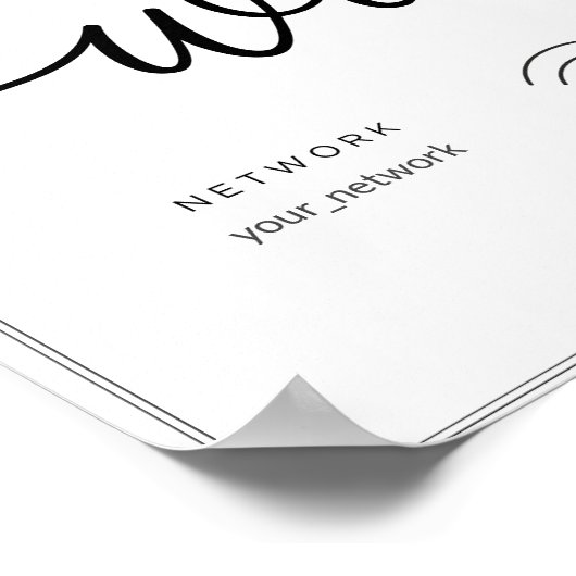 Wifi Netwerk hostel Airbnb teken eenvoudig minimaa Poster (Hoek)