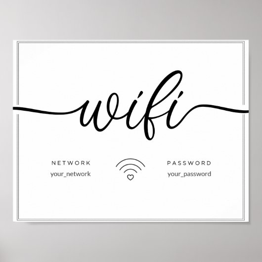Wifi Netwerk hostel Airbnb teken eenvoudig minimaa Poster (Voorkant)