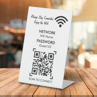 WiFi-netwerk met aangepaste QR-codetekst voor gast Reclamebord Met Voetstuk