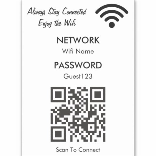 WiFi-netwerk met aangepaste QR-codetekst voor gast Sticker (Voorkant)